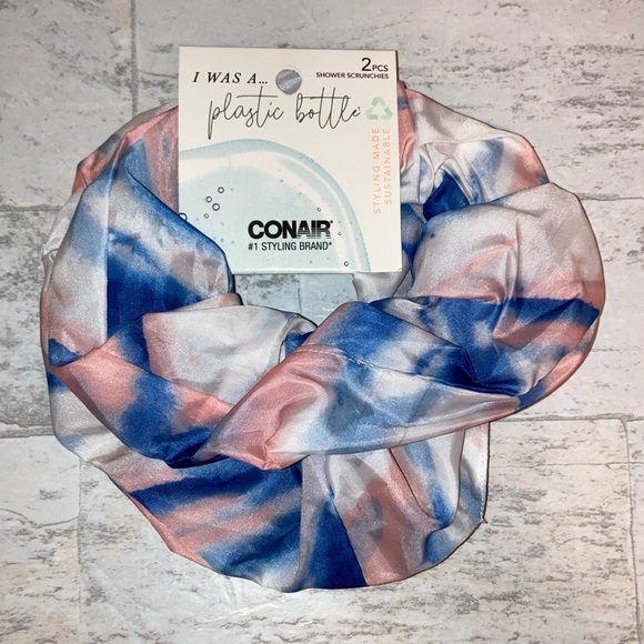 Conair Earth-Friendly Upcycled Shower Scrunchie Hair Ties Blue & Pink Swirl - Picture 4 of 5